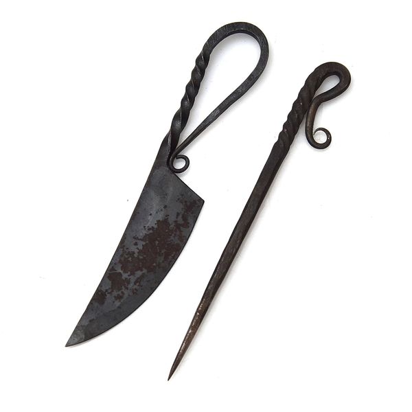 Mittelalter Messer mit Esspfriem +Scheide Wikinger Kelten handgeschmiedet 1017EA