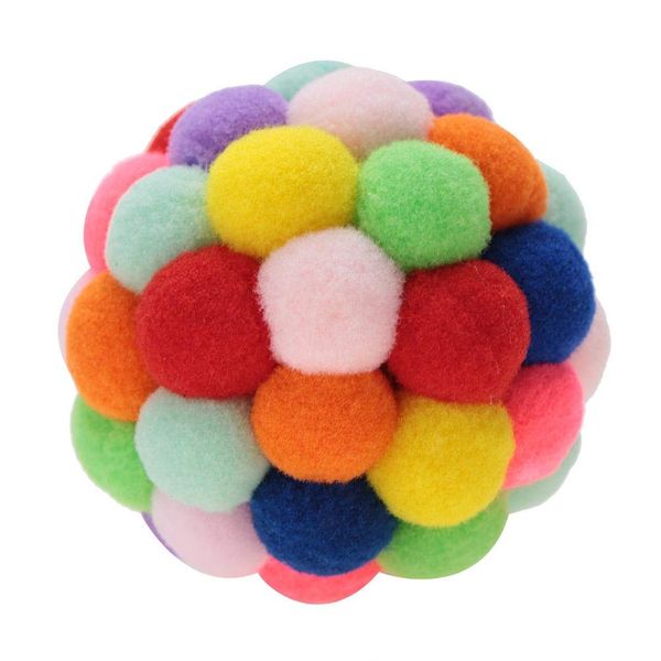 HEEPDD Colorful Cat Balls, Plush Bouncy Ball with Catnip and Bell Interactive Toys for Cats Kitten Training Playing Chewing(L)