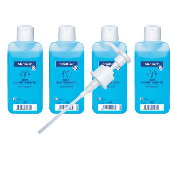 4x 500ml Flasche Sterillium Hygiene Händedesinfektion Desinfektionsmittel inkl. mediAID Dosierpumpe