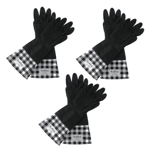 SWINGPLUS Kitchen Gloves, Rubber Gloves, Latex, Household, Household, Cooking, Cleaning, Washing, Car Washing, Gardening, Waterproof, Rough Prevention, Black, Checkered Plaid, Houndstooth Pattern,