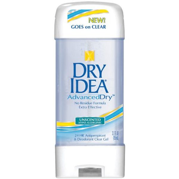 Dry Idea Roll On Anti-Perspirant & Deodorant, Advanced Dry, Unscented Hypo-Allergenic, 3-Ounce Tubes (Pack of 4)