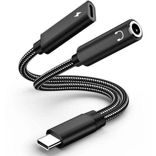 2 in 1 USB C to 3.5mm Headphone Audio and Charge Adapter, Type c to Aux Audio with PD 60W Fast Charge Adapter fit with iPhone 16 15 Pro Max, Galaxy S24 S23 S22, Pixel 9 8 7 6, iPad Pro/Macbook Air