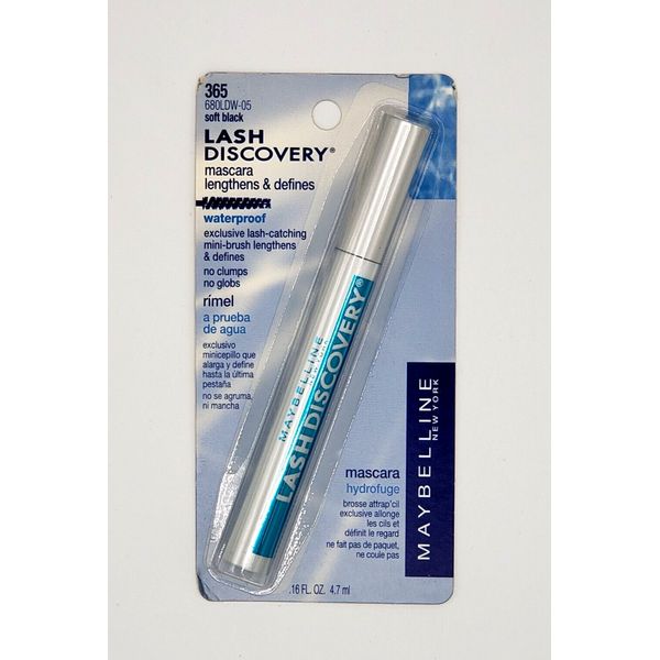 NEW MAYBELLINE LASH DISCOVERY MASCARA SOFT BLACK #365 WATERPROOF.