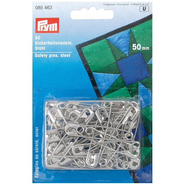 Prym 50 mm Safety Pins with Coil, Silver