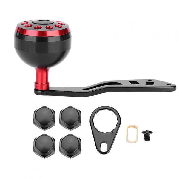 Spinning Reel Handle Knob, Fishing Reel Power Handle Knob, Metal Material, Lightweight, Durable, Fishing Fun (Black + Red) Handle Length: 4.3 inches (109 mm), Screw Nut Diameter: 0.4 inches (10 mm),