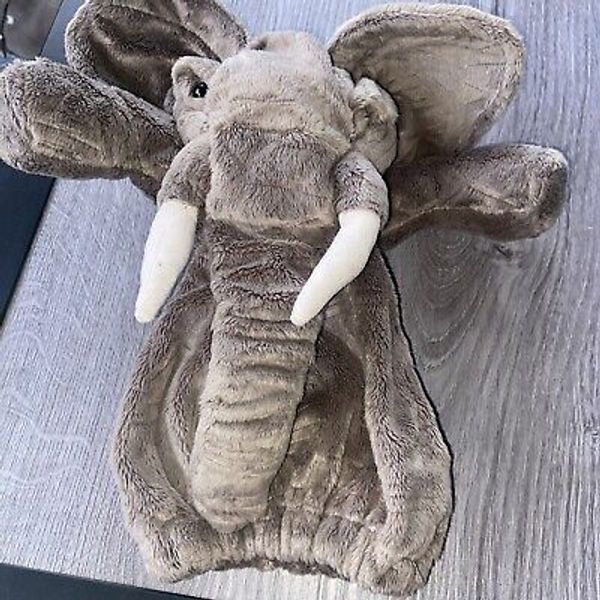 Folkmanis Gray Elephant Stage Hand Puppet with Tusks Movable Trunk Realistic 15"