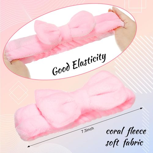 Jexine 24 Pcs Facial Spa Headband Makeup Headbands Bulk Bow Hair Head Band Fluffy Plush Spa Headband for Women Washing Face Spa Shower Cleansing (Sweet Style)