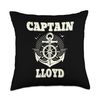 Captain Lloyd Anchor and Ship Wheel Nautical Graphic Design Throw Pillow