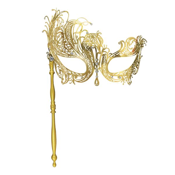 IncreDecor Masquerade Mask for Women, Shiny Halloween Metal Mask, Specially for Mardi Gras Mask Party, Venetian, Costume (Gold-1)