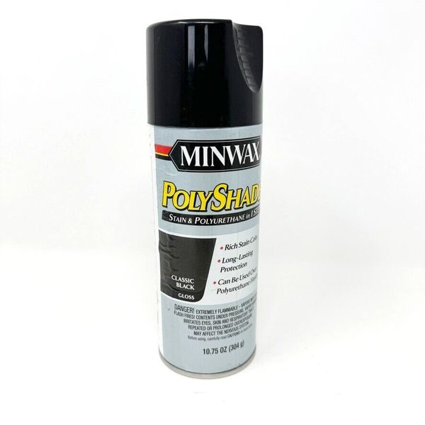 Minwax PolyShades CLASSIC BLACK GLOSS 10.75 oz Stain & Polyurethane Spray NEW