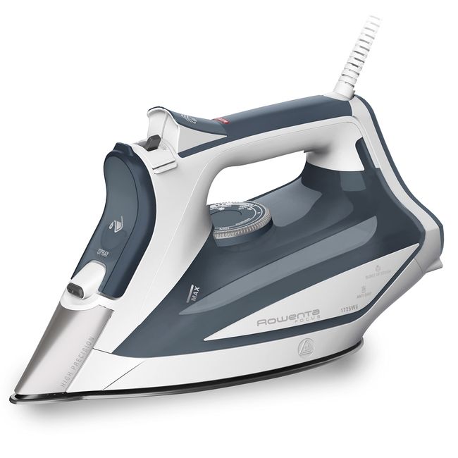 Rowenta Focus Stainless Steel Soleplate Steam Iron for Clothes 400 Microsteam Holes, Cotton, Wool, Poly, Silk, Linen, Nylon 1725 Watts Portable, Ironing, Garment Steamer DW5280