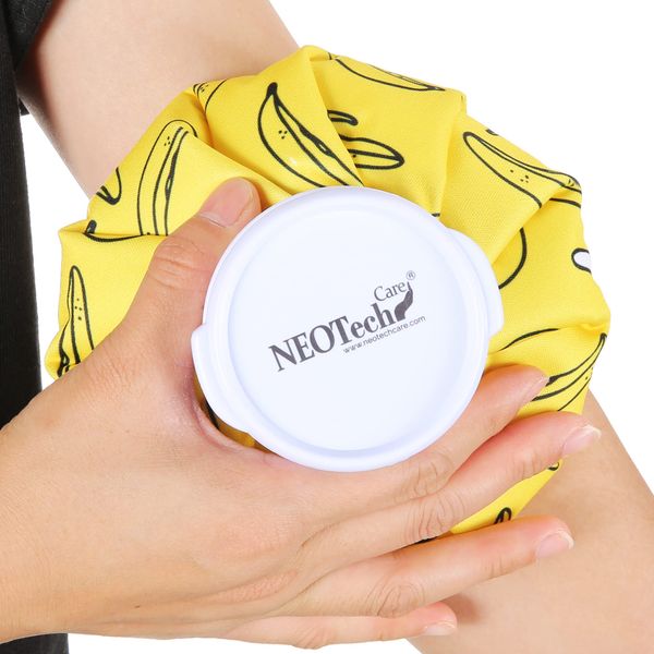 Neotech Care Ice Bag for Injuries, Swelling, Headache, Pain Relief, First Aid - Cold Pack Screw Top Lid - Reusable, Refillable & Waterproof Pouch/Bladder (12cm, Banana Design)