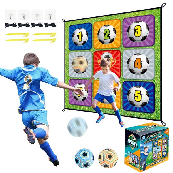 JHHJIFY Soccer Ball Game Set for Kids, Indoor Outdoor Backyard Toss Soccer Goal Game Flannel Goals, Target Toss Party Game Toddlers Gift for 3 4 5 6 7 8 Year Old Boy Toys Birthday Christmas