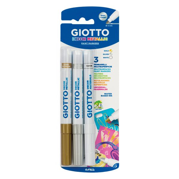 Giotto Decor Metal White/Gold/Silver Pack of 3