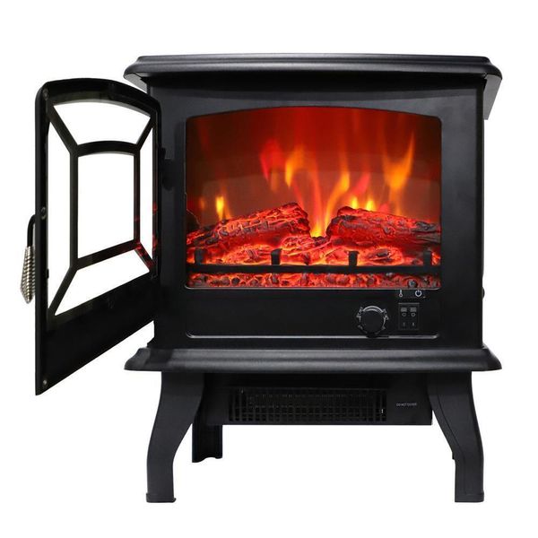 Home Room 1400W Electric Fireplace Space Heater Realistic Fire Flame Portable