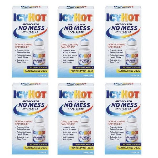 Icy Hot Medicated No Mess Applicator Max-Strength 2.5 Ounce (73ml) (6 Pack)