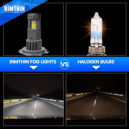 rimthin H7 Light Bulbs, 6000K Cool White Fog Light, 1:1 Mini Size, IP67 Waterproof (Pack of 2)