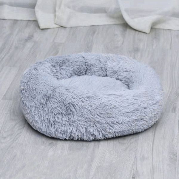 Small 50cm Dog Cat Bed Fluffy Donut Kitten Puppy Pet Cushion Calming Mattress