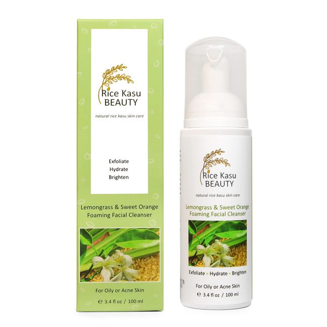 Rice Kasu Beauty Foaming Cleanser, Lemongrass & Sweet Orange, 3.38 Fluid Ounce