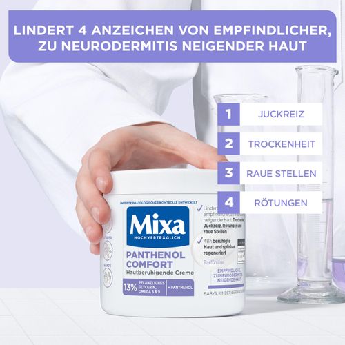 Mixa Panthenol Skin Soothing Cream with Panthenol, Care Cream for Dry, Sensitive and Neurodermatitis-Prone Skin, Wound Healing Cream for Redness and Itching, Panthenol Comfort, 400 ml