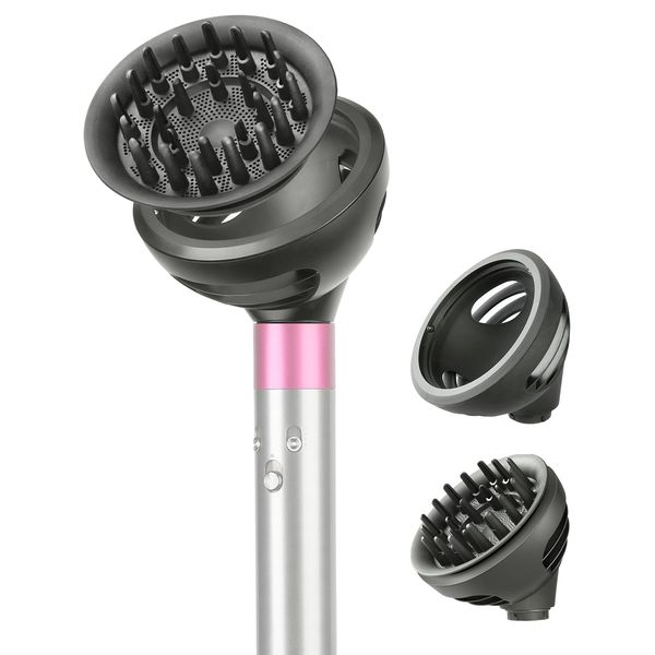 Wave+Curl Diffuser attachment compatible with Dyson Airwrap Multi-Styler, two modes for Enhance Waves,Curls,Coils, match HS01 HS05 i.d. Gray