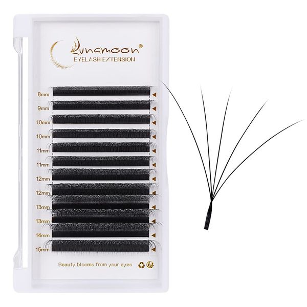 Lunamoon Volume Eyelashes, 5D W Eyelash Extension, Premade Fans Eyelash Extensions, Eyelash Extensions, Pre-Fanned Eyelashes, W Eyelashes (5D-0.07C/8-15 mm)