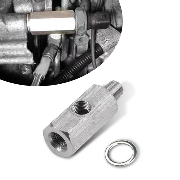 UGSHY Pack-1 Car Oil Pressure Sensor T-shaped Connector, Side Port Stainless Steel Turbo Adapter, 1/8" NPT Automotive Hydraulic System Replacement Parts, Universal for Most Cars SUVs Trucks (Silver)