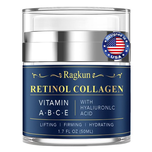 Ragkun Face Moisturizer Retinol Cream - Neck Collagen Cream for Tightening and Firming - Anti Aging Day & Night Facial Moisturizer for Women & Men, Tighten and Lift Wrinkle Cream - 1.7 Fl Oz