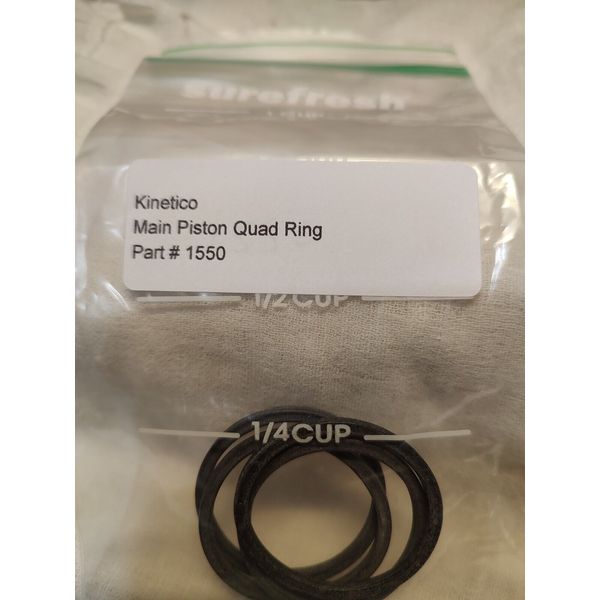 Kinetico Water Softener Quad Ring Kit For Piston.  4 Pieces, New