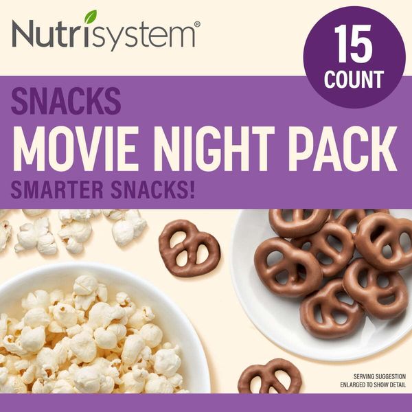 Nutrisystem Movie Night Snack Pack Chocolate-Covered Pretzels & Popcorn 15 Count