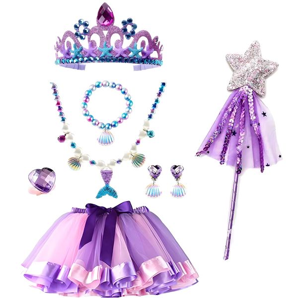 Princess Dress Up for Girls 4-6,Girls Role Play Pretend Play Toys with Princess Dress,Bracelet,Necklace,Toddler Dress Up Toy Christmas Birthday Gift for 3 4 5 6 year old