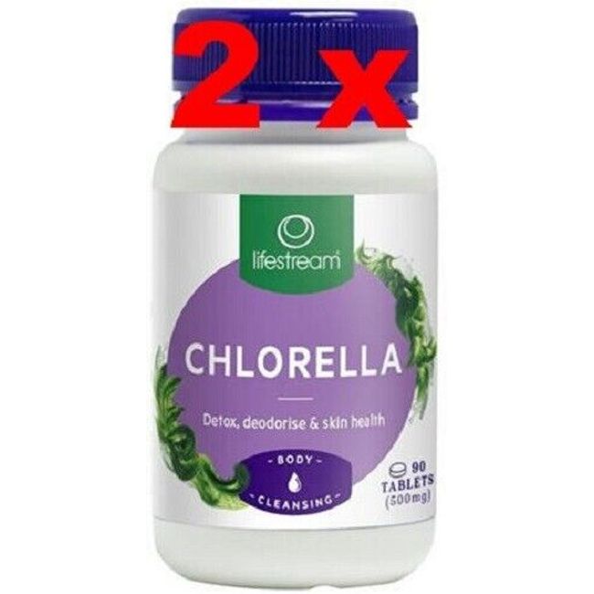 2 x Lifestream Chlorella 500mg 90 Tablets   - made in New Zealand