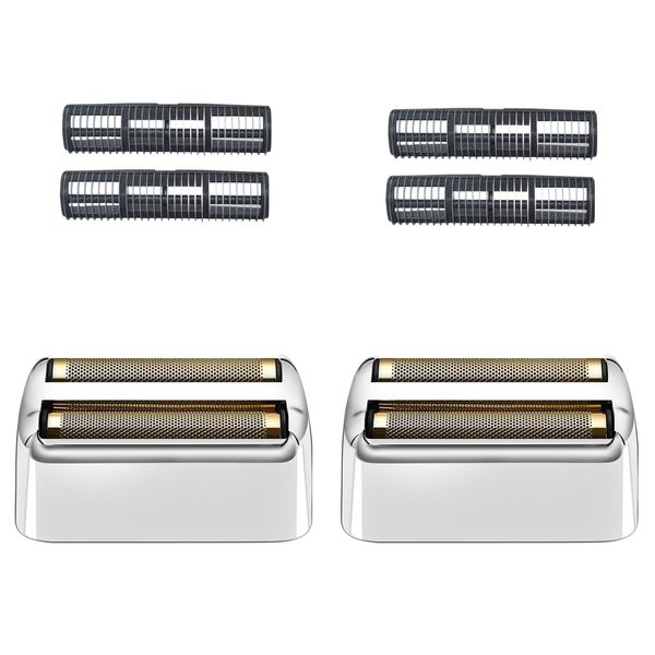 2 Pack Shaver Replacement Foil and Cutters compatible with BaBylissPRO Double FXFS2 Metal shaver foil replacement,Silver