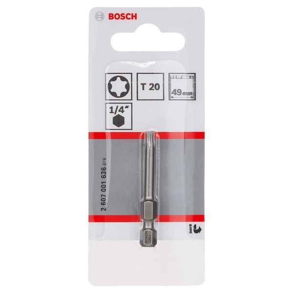 Bosch Accessories 2607001636 Extra Hard Screwdriver Bit, T20, 49mm Length, Grey