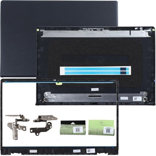 LCD Back Cover Top Case Lid with Front Bezel Frame with Hinges and Shaft Cover Replacement for DELL Inspiron 15 3510 3511 3515 3520 3525 Laptop, 0VW3NO 00WPN8 09WC73 0681GY with Two Adhesive Strips