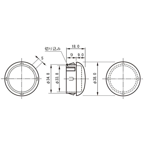 杉田 Ace Round Cancer Cap for Round Pipe Diameter 38,
