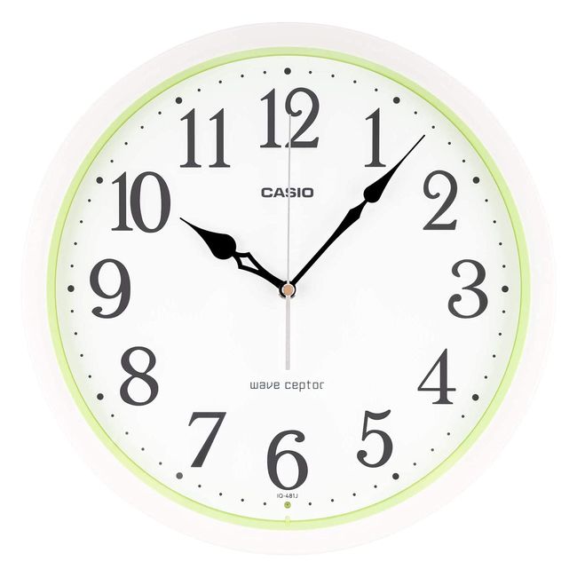 Casio IQ-481J-7JF Wall Clock, Radio, White, Diameter: 12.0 inches (30.5 cm), Analog, Nighttime Second Hand Stop,