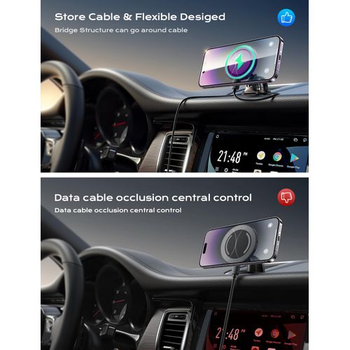 LISEN for Magsafe Car Mount Charger 15W Wireless Car Charger for iPhone Powerful Magnets Fits iPhone 15 14 13 12 Magsafe Case 🧲A-30X Powerful: Dark Purple