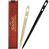 Savina Set 2 Nalbinding Needle Bone & Horn with Large Two-Eyed. Handmade Binding Tool, Multipurpose Weaving/Knitting/Stitching Needles for Craft Work