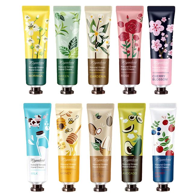 BONNIESTORE 10 Pack Plant Fragrance Hand Cream, Moisturizing Hand Care Cream Travel Gift Set With Natural Aloe And Vitamin E For Women Bridesmaid-30ml