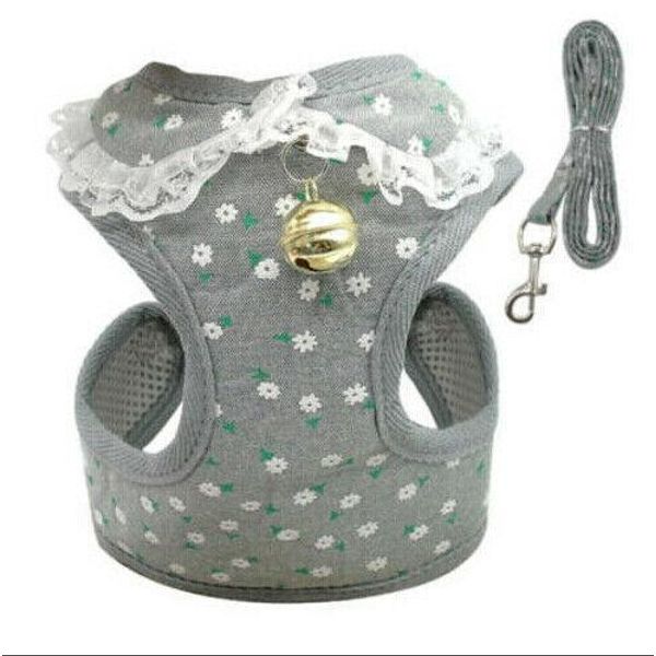 Comfortable Bow Tie Striped Dog Leash With Bells - Available In Multiple Colors And Sizes - Grey A / L