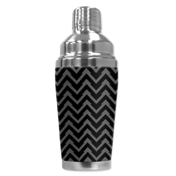 Mugzie "Black Chevron" Cocktail Shaker with Insulated Wetsuit Cover, 16 oz, Black