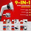 Multi-Purpose Electric Spin Scrubber 9-in-1 Cleaning Brush for Home & Bath