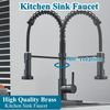 Kitchen Sink Faucet Pull Down Sprayer Spring Single Handle Mixer Tap Matte Black