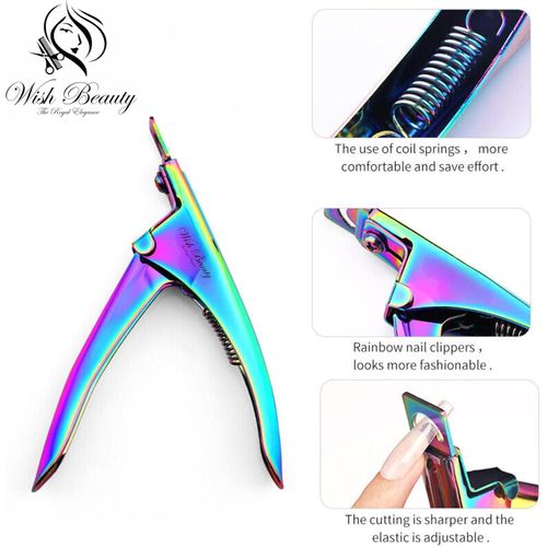 Glamified Glam Stainless Steel Acraylic Nail Tip Cutters Cuticle Nail Clipper Trimmers Artificial Fake Gel Nail Remover Manicure Pedicure Nail Timmers(Rainbow)