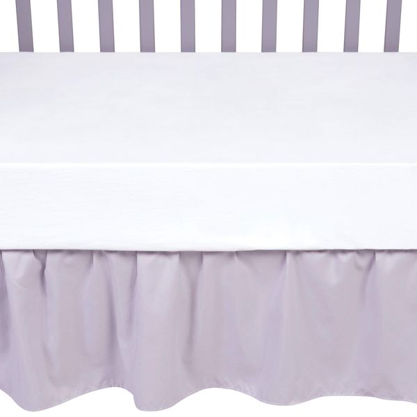 Sammy and Lou Gray Crib Skirt-Ruffled, Gray Body, Gray, Fits Standard Crib 28 in x 52 in, 13 in Drop