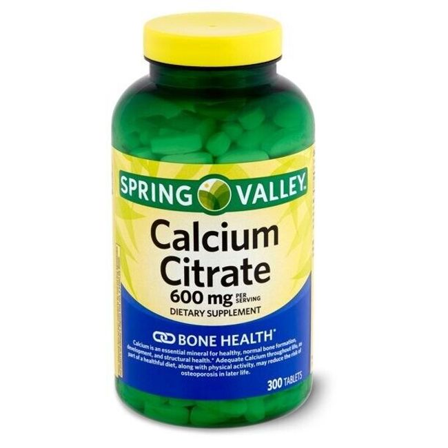 NEW Spring Valley Calcium Citrate Dietary Supplement, 600 mg, 300 count