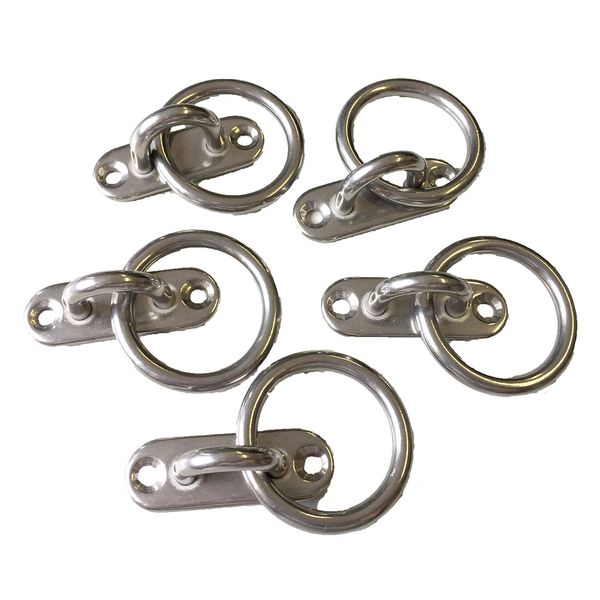 Sunload Eye Plate Oval / Narrow with Ring Stainless Steel V4A Pack of 5 (45 mm)