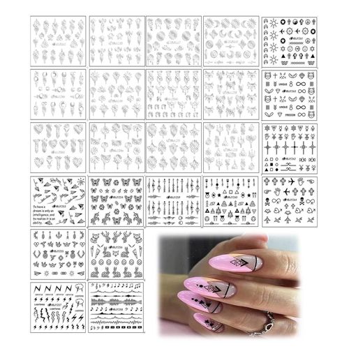 SJBAUTYO Decorazioni Unghie Nail Art Adesivi, Adesivi per Unghie Stickers Unghie Nail Art Water Decals Nails, 2 Fogli;15.3×25.5cm
