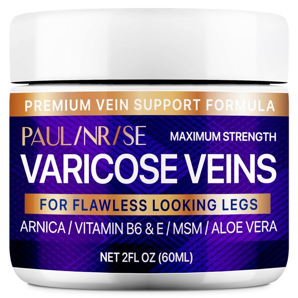 PAULINRISE Varicose Vein Cream for Legs - Improves Blood Circulation, Reduces Spider Veins and Heaviness, 2 Oz